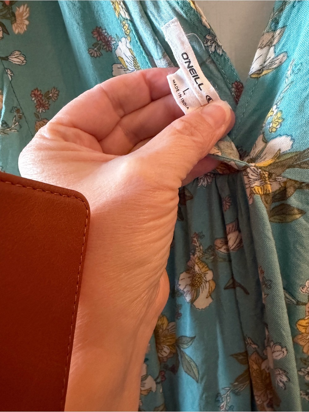 O'Neill Teal Floral V-Neck Summer Dress - Picture 4 of 4